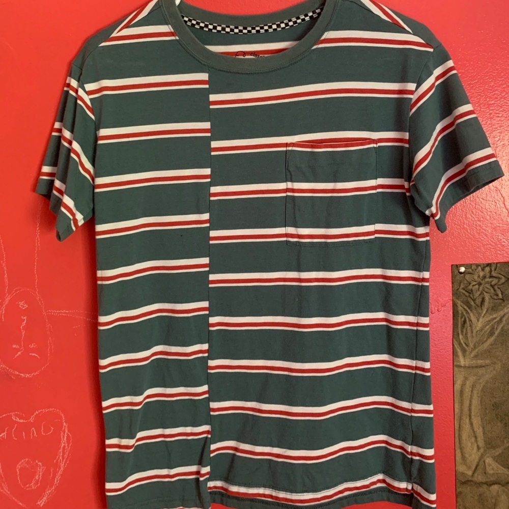 Asymmetrical Striped Pocket Tee